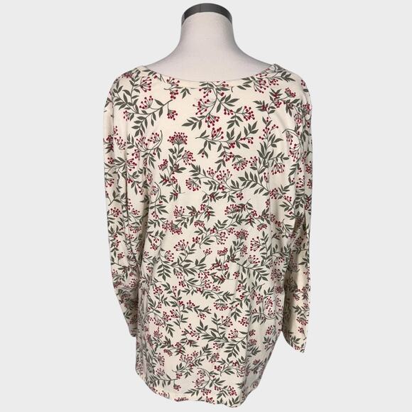 Woman Within Size 22/24 1X Long Sleeve TShirt Holiday Holly Berry Cotton Poly - Picture 5 of 8